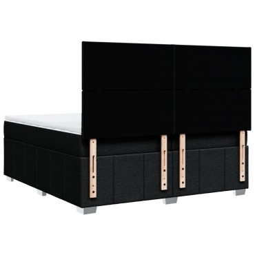 vidaXL Κρεβάτι Boxspring με Στρώμα Μαύρο 200x200 εκ. Υφασμάτινο