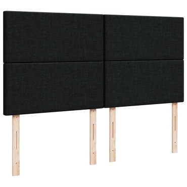 vidaXL Κρεβάτι Boxspring με Στρώμα Μαύρο 200x200 εκ. Υφασμάτινο