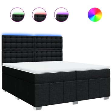 vidaXL Κρεβάτι Boxspring με Στρώμα Μαύρο 200x200 εκ. Υφασμάτινο