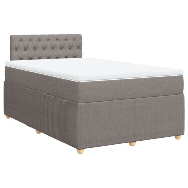 vidaXL Κρεβάτι Boxspring με Στρώμα Taupe 120x190cm Υφασμάτινο 1 τεμ. - Μονό