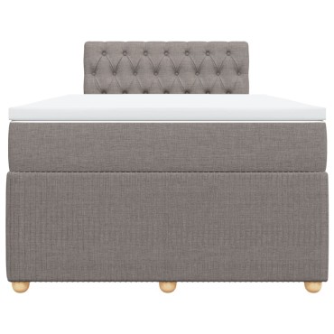 vidaXL Κρεβάτι Boxspring με Στρώμα Taupe 120x190cm Υφασμάτινο 1 τεμ. - Μονό