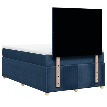 vidaXL Κρεβάτι Boxspring με Στρώμα Μπλε 120x190 εκ. Υφασμάτινο