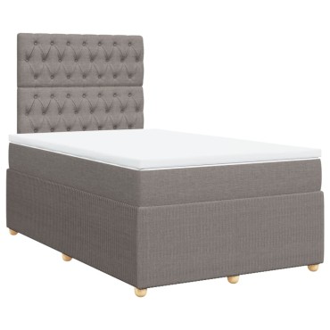 vidaXL Κρεβάτι Boxspring με Στρώμα Taupe 120x190cm Υφασμάτινο 1 τεμ. - Μονό