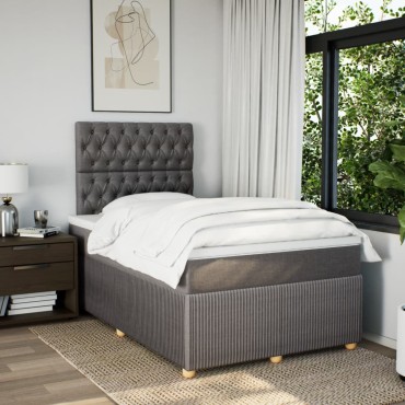 vidaXL Κρεβάτι Boxspring με Στρώμα Taupe 120x190cm Υφασμάτινο 1 τεμ. - Μονό