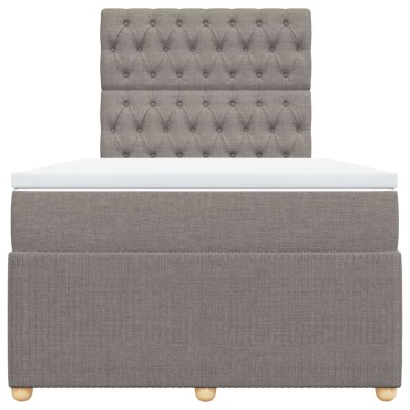 vidaXL Κρεβάτι Boxspring με Στρώμα Taupe 120x190cm Υφασμάτινο 1 τεμ. - Μονό