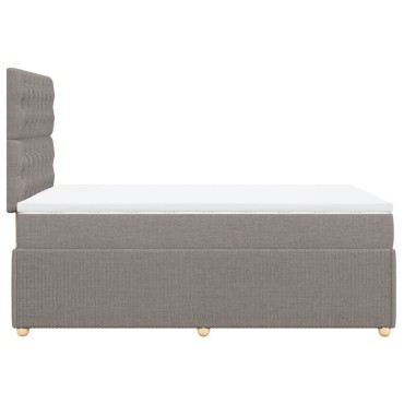 vidaXL Κρεβάτι Boxspring με Στρώμα Taupe 120x190cm Υφασμάτινο 1 τεμ. - Μονό