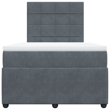 vidaXL Κρεβάτι Boxspring με Στρώμα Σκούρο Γκρι 120x190 εκ. Βελούδινο