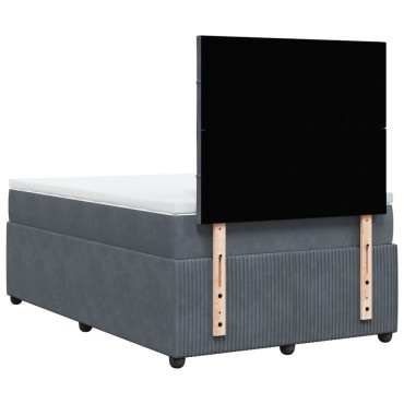 vidaXL Κρεβάτι Boxspring με Στρώμα Σκούρο Γκρι 120x190 εκ. Βελούδινο