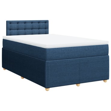 vidaXL Κρεβάτι Boxspring με Στρώμα Μπλε 120x190 εκ. Υφασμάτινο