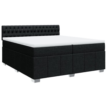 vidaXL Κρεβάτι Boxspring με Στρώμα Μαύρο 200x200 εκ. Υφασμάτινο