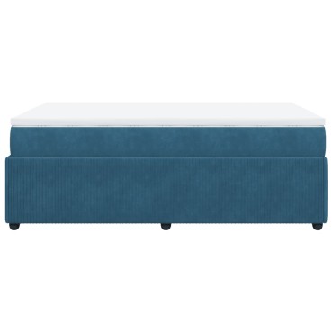 vidaXL Κρεβάτι Boxspring με Στρώμα Σκούρο Μπλε 120x190 εκ. Βελούδινο