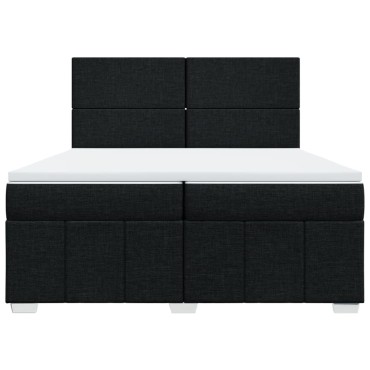 vidaXL Κρεβάτι Boxspring με Στρώμα Μαύρο 200x200 εκ. Υφασμάτινο