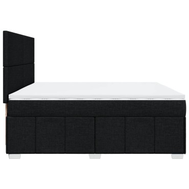 vidaXL Κρεβάτι Boxspring με Στρώμα Μαύρο 200x200 εκ. Υφασμάτινο