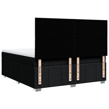 vidaXL Κρεβάτι Boxspring με Στρώμα Μαύρο 200x200 εκ. Υφασμάτινο