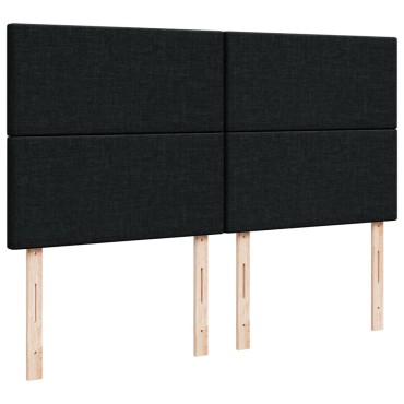 vidaXL Κρεβάτι Boxspring με Στρώμα Μαύρο 200x200 εκ. Υφασμάτινο