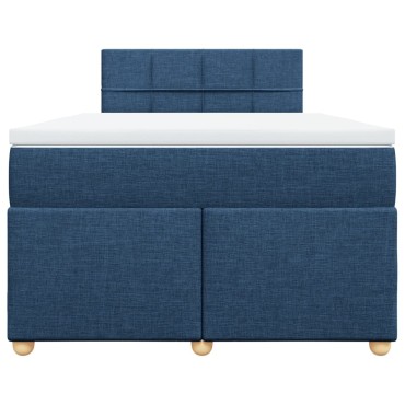 vidaXL Κρεβάτι Boxspring με Στρώμα Μπλε 120x190 εκ. Υφασμάτινο