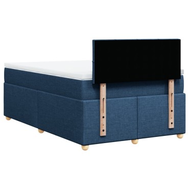 vidaXL Κρεβάτι Boxspring με Στρώμα Μπλε 120x190 εκ. Υφασμάτινο
