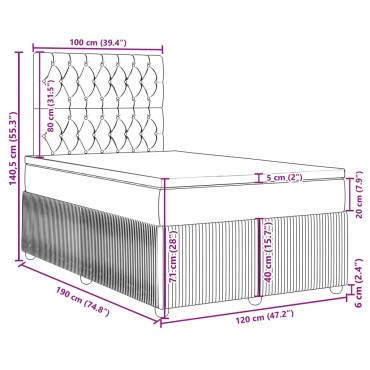 vidaXL Κρεβάτι Boxspring με Στρώμα Ανοιχτό Γκρι 120x190 εκ. Υφασμάτινο