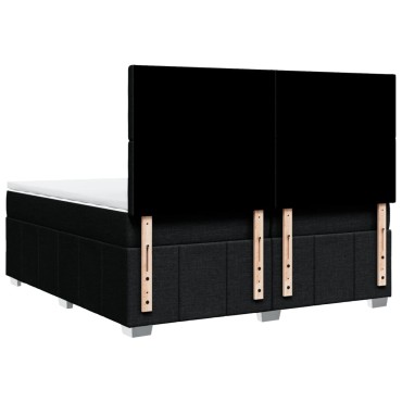 vidaXL Κρεβάτι Boxspring με Στρώμα Μαύρο 200x200 εκ. Υφασμάτινο