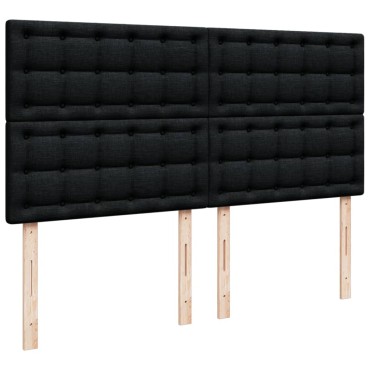 vidaXL Κρεβάτι Boxspring με Στρώμα Μαύρο 200x200 εκ. Υφασμάτινο