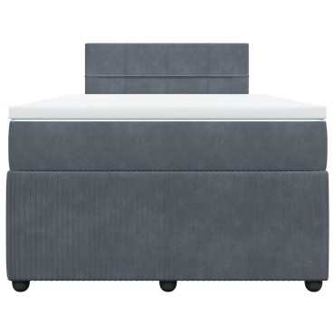 vidaXL Κρεβάτι Boxspring με Στρώμα Σκούρο Γκρι 120x190 εκ. Βελούδινο