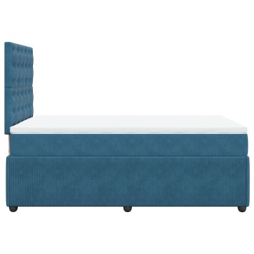 vidaXL Κρεβάτι Boxspring με Στρώμα Σκούρο Μπλε 120x190 εκ. Βελούδινο