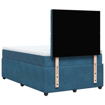 vidaXL Κρεβάτι Boxspring με Στρώμα Σκούρο Μπλε 120x190 εκ. Βελούδινο