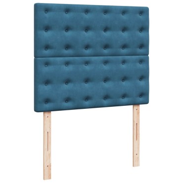 vidaXL Κρεβάτι Boxspring με Στρώμα Σκούρο Μπλε 120x190 εκ. Βελούδινο
