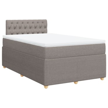 vidaXL Κρεβάτι Boxspring με Στρώμα Taupe 120x190cm Υφασμάτινο 1 τεμ. - Μονό