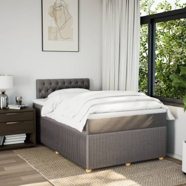 vidaXL Κρεβάτι Boxspring με Στρώμα Taupe 120x190cm Υφασμάτινο 1 τεμ. - Μονό