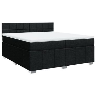 vidaXL Κρεβάτι Boxspring με Στρώμα Μαύρο 200x200 εκ. Υφασμάτινο
