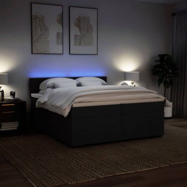vidaXL Κρεβάτι Boxspring με Στρώμα Μαύρο 200x200 εκ. Υφασμάτινο
