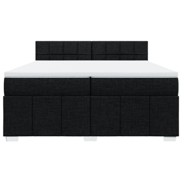 vidaXL Κρεβάτι Boxspring με Στρώμα Μαύρο 200x200 εκ. Υφασμάτινο