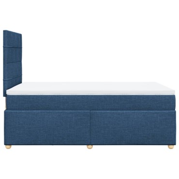 vidaXL Κρεβάτι Boxspring με Στρώμα Μπλε 120x190 εκ. Υφασμάτινο