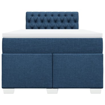 vidaXL Κρεβάτι Boxspring με Στρώμα Μπλε 120x190 εκ. Υφασμάτινο