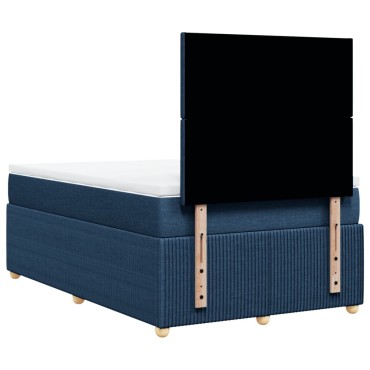 vidaXL Κρεβάτι Boxspring με Στρώμα Μπλε 120x190 εκ. Υφασμάτινο