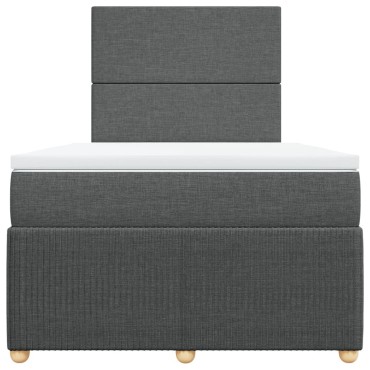 vidaXL Κρεβάτι Boxspring με Στρώμα Σκούρο Γκρι 120x190 εκ Υφασμάτινο