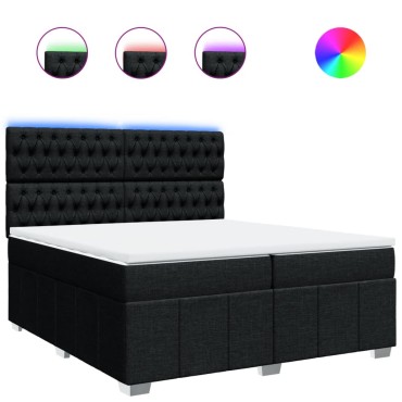 vidaXL Κρεβάτι Boxspring με Στρώμα Μαύρο 200x200 εκ. Υφασμάτινο