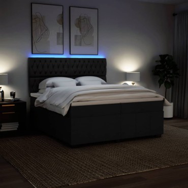 vidaXL Κρεβάτι Boxspring με Στρώμα Μαύρο 200x200 εκ. Υφασμάτινο