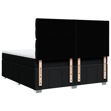 vidaXL Κρεβάτι Boxspring με Στρώμα Μαύρο 200x200 εκ. Υφασμάτινο