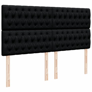 vidaXL Κρεβάτι Boxspring με Στρώμα Μαύρο 200x200 εκ. Υφασμάτινο