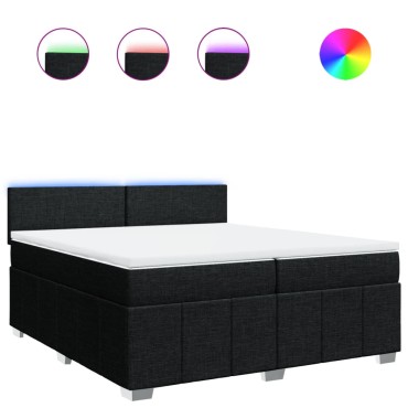 vidaXL Κρεβάτι Boxspring με Στρώμα Μαύρο 200x200 εκ. Υφασμάτινο