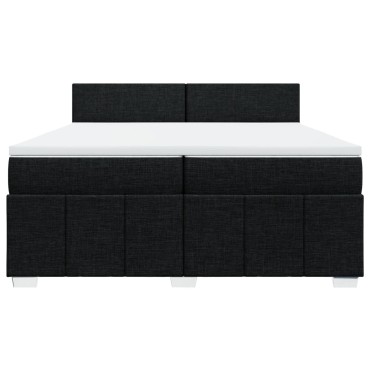 vidaXL Κρεβάτι Boxspring με Στρώμα Μαύρο 200x200 εκ. Υφασμάτινο