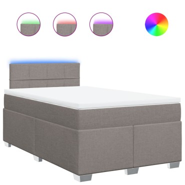 vidaXL Κρεβάτι Boxspring με Στρώμα Taupe 120x190 εκ. Υφασμάτινο