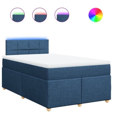 vidaXL Κρεβάτι Boxspring με Στρώμα Μπλε 120x190 εκ. Υφασμάτινο