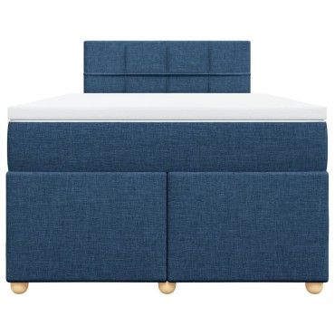 vidaXL Κρεβάτι Boxspring με Στρώμα Μπλε 120x190 εκ. Υφασμάτινο