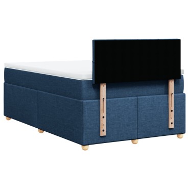 vidaXL Κρεβάτι Boxspring με Στρώμα Μπλε 120x190 εκ. Υφασμάτινο