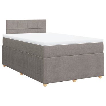 vidaXL Κρεβάτι Boxspring με Στρώμα Taupe 120x190cm Υφασμάτινο 1 τεμ. - Μονό