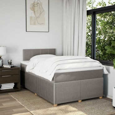 vidaXL Κρεβάτι Boxspring με Στρώμα Taupe 120x190cm Υφασμάτινο 1 τεμ. - Μονό
