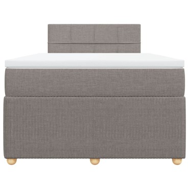 vidaXL Κρεβάτι Boxspring με Στρώμα Taupe 120x190cm Υφασμάτινο 1 τεμ. - Μονό
